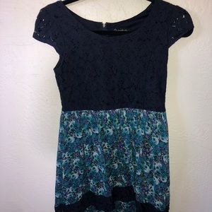 Blue Lace and Floral Dress